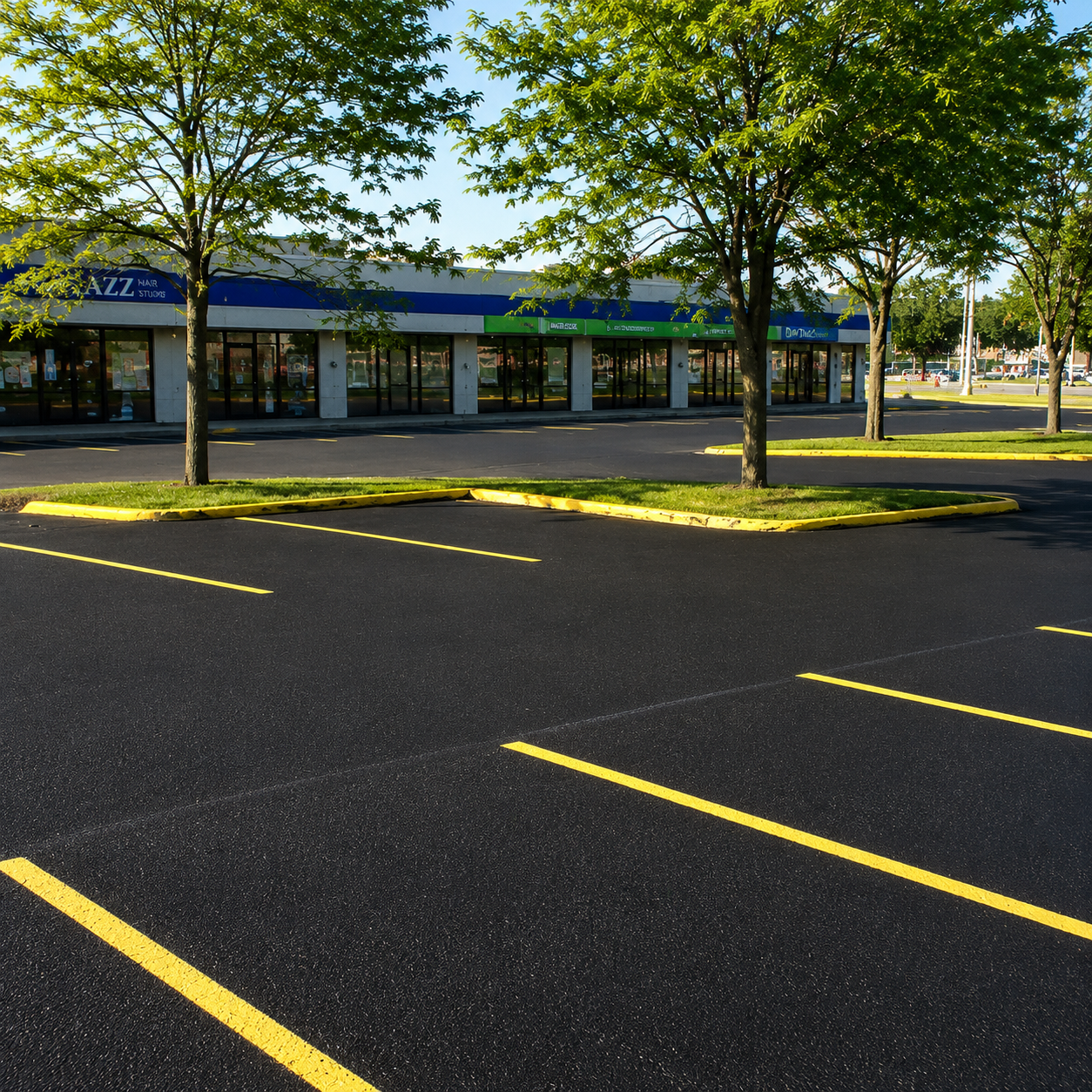 Parking lot after restriping